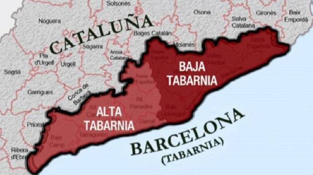 Mapa propuesto para la alta y baja Tabarnia. 